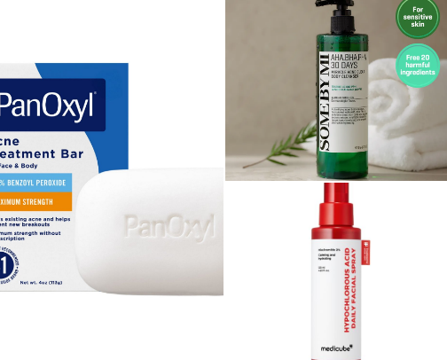 Back acne body wash and personal care cover photo collage