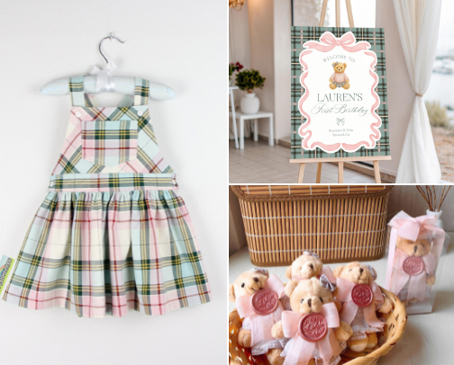 Pink Coquette Bear Ralph Lauren Inspired Party Ideas cover photo collage