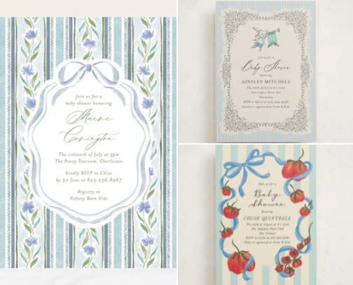 Color Trends: Blue Baby Shower Invitation Ideas cover photo collage