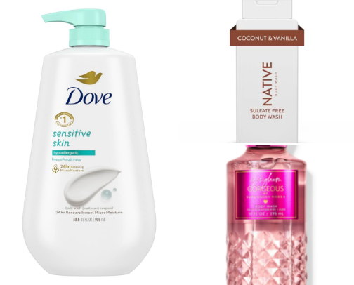 the products that fill my bathroom cover photo collage
