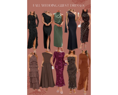 Fall Wedding Guest Dresses cover photo collage