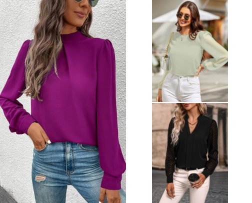 Affordable work blouses cover photo collage