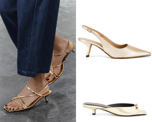 gold kitten heels 👡✨ cover photo collage