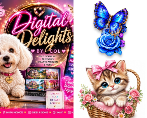 My Etsy Digital Art & Printable Downloads cover photo collage