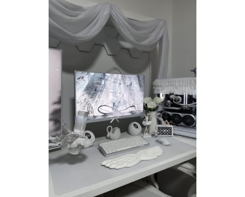 ethereal white setup ♡ cover photo collage
