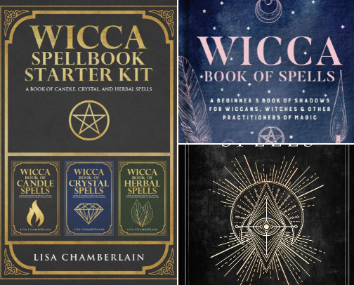 Wicca Spellbook Starter Kit: A Book of Candle, Crystal, and Herbal Spells Guide cover photo collage