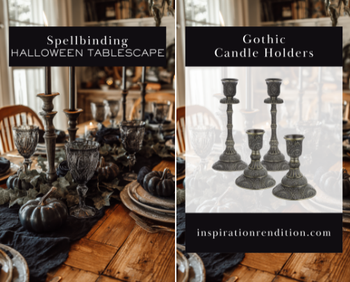 Spellbinding Halloween Tablescape – Elegant Gothic Dinner Styling cover photo collage