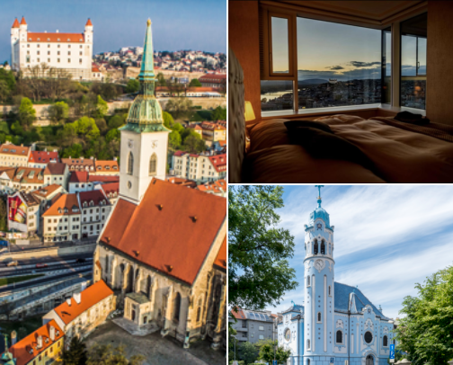 Bratislava Strolls, Blue Churches, Views and Cozy Stays cover photo collage