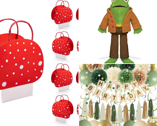 Frog and Toad themed birthday party cover photo collage