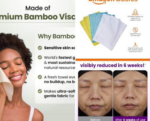 Amazon Basics Microfiber: The Ultra-Soft Barrier Cleansing Cloths cover photo collage