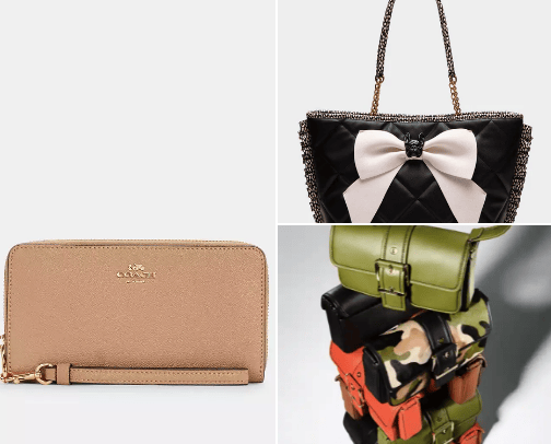 Handbags, wallets,backpacks, luggage, dufflebags cover photo collage