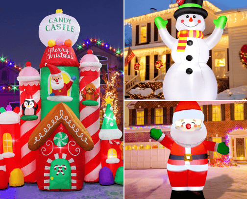 Christmas inflatable outdoor decor cover photo collage