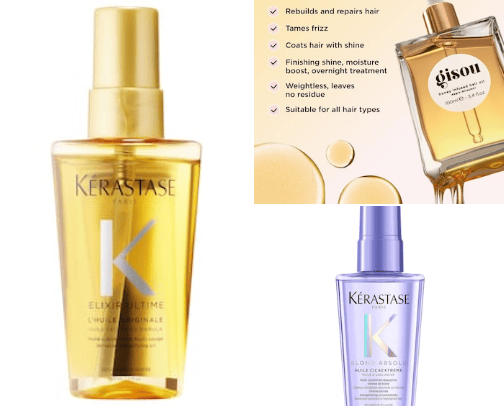 Hair products (oil treatments ) cover photo collage