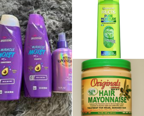 Some of my favs cleansing & conditioning products for chemically processed hair cover photo collage