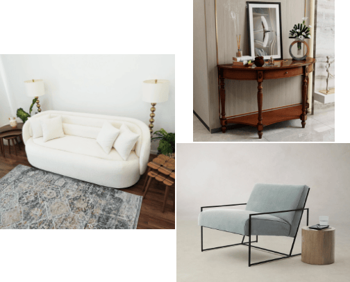 Living room interior cover photo collage