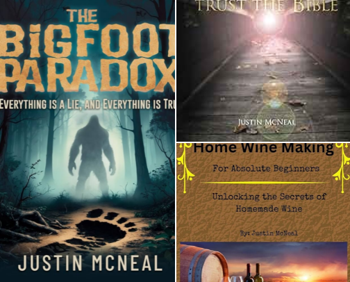 🔥 12 Must-Read Books by Justin McNeal That Everyone’s Talking About (Bigfoot, Survival, AI & More) cover photo collage