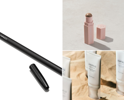 Minimal, clean makeup on the go cover photo collage