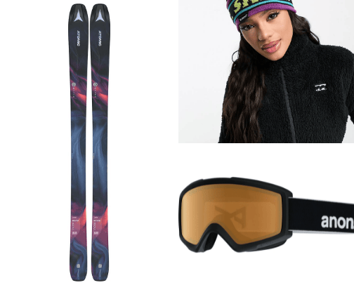 Skiing equipment cover photo collage