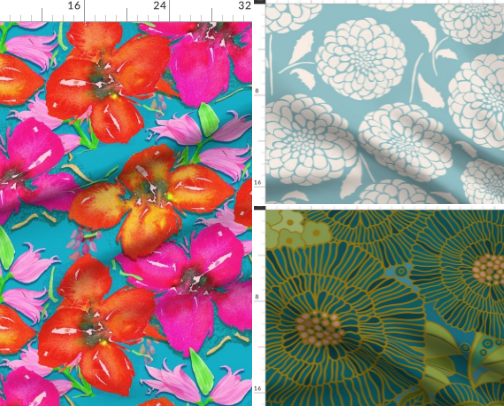 Floral indie designer fabric cover photo collage