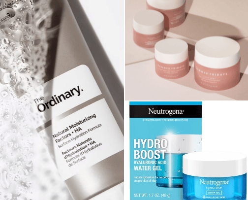 acne safe/non pore clogging skincare cover photo collage