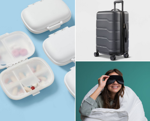 target red eye flight travel must haves ✈️ cover photo collage