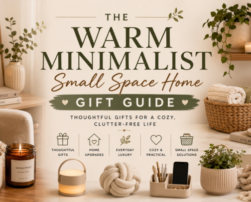 The "Warm Minimalist & Small-Space" Home Gift Guide cover photo collage