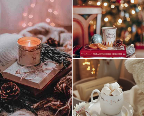 🎀📚Cozy Girly Christmas Books to Curl Up With cover photo collage