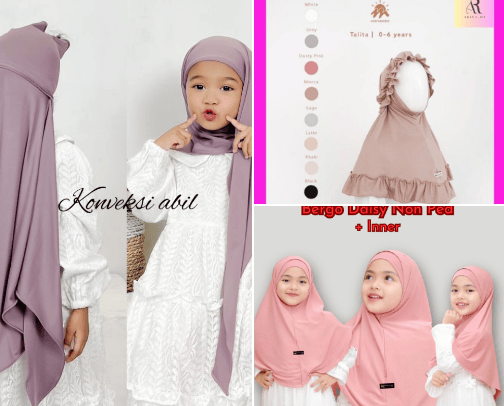 Cheerful Kids Hijab cover photo collage