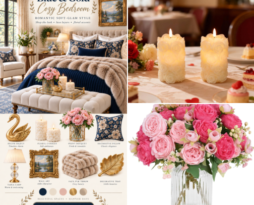🛏️Romantic Soft Glam Fall Bedroom Finds cover photo collage
