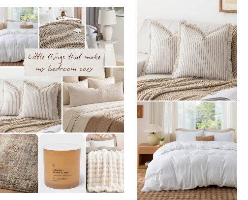 Cozy Neutral Bedroom: Little Things That Make It Feel Cozy cover photo collage