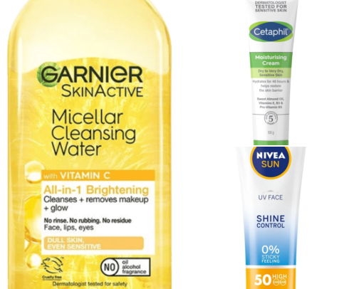 Affordable skincare products for beginners. cover photo collage