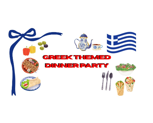 Greek-themed dinner party cover photo collage