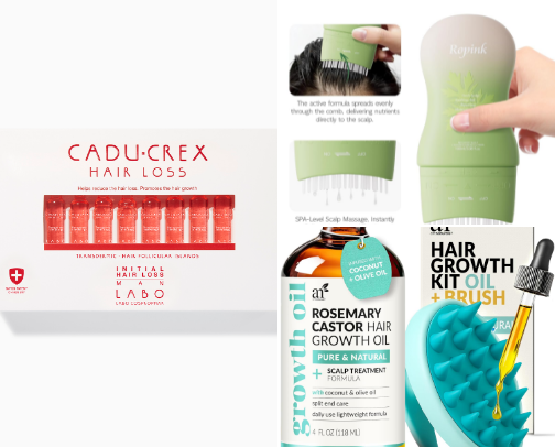 Hair-loss treatment and Hair growth Support products cover photo collage