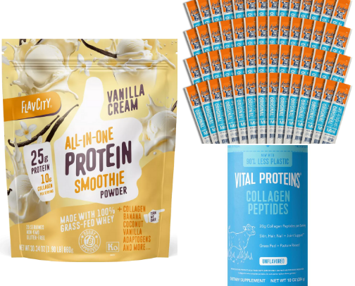 High Protein Snacks, Powders & Supplements That Actually Taste Good cover photo collage