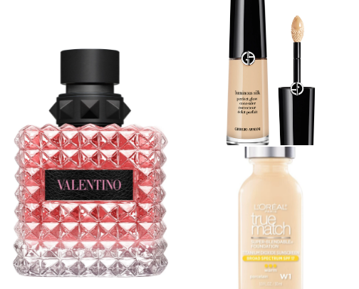 Beauty: rich fragrance’s parfume , make up vibes cover photo collage