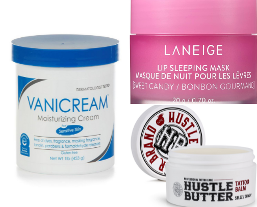 Skincare for sensitive and tattooed skin cover photo collage