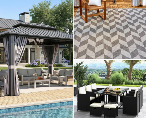 Outdoor furniture and decor favorites cover photo collage