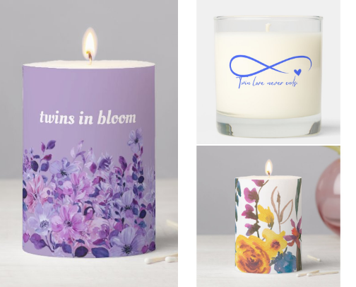 Delightful Twin Themed Candles cover photo collage