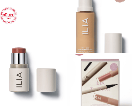 clean and skincare-powered makeup cover photo collage