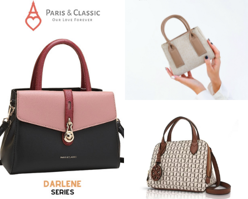 Various kinds of women's bag models cover photo collage
