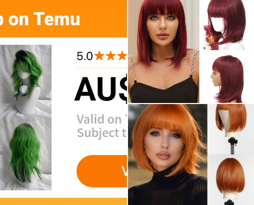 Temu Wigs cover photo collage