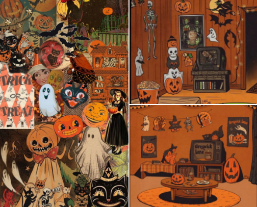 Vintage inspired Halloween decor🖤🎃👻 cover photo collage