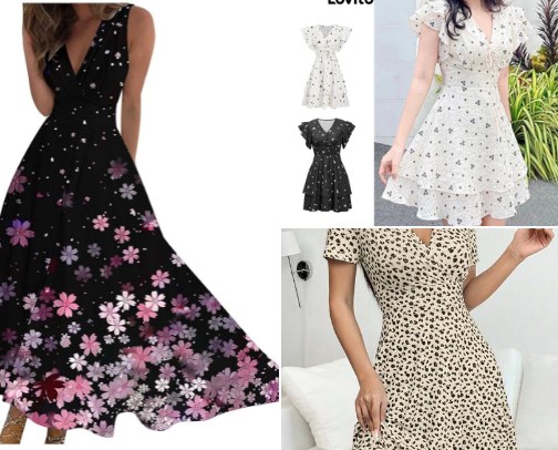 "This dress isn't just a dress, it's a mood." cover photo collage
