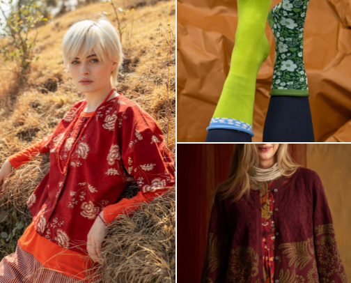 Swedish Colorful Quality fabric fashion. cover photo collage