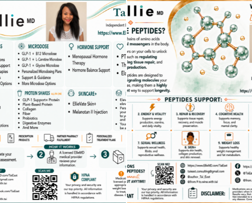 Tai East, Brand Partner with EllieMD |  Personalized Telehealth Options for weight loss, GLP-1s, hormone therapy, peptides, longevity, skincare, sexual wellness, and more. cover photo collage
