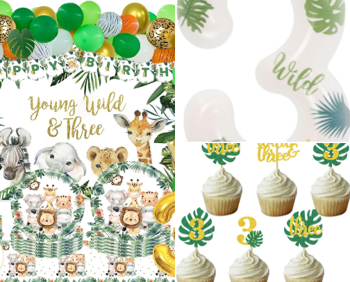 Young, Wild & Three 🐆 3rd Birthday Party cover photo collage
