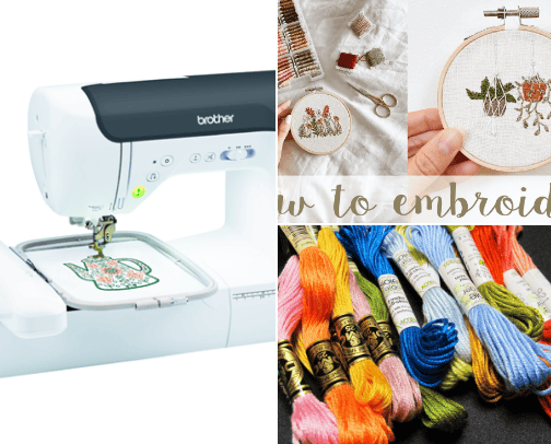 Embroidery items and tips cover photo collage