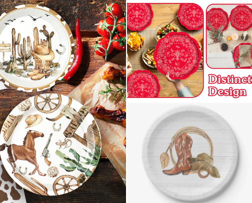 Western themed party supplies cover photo collage