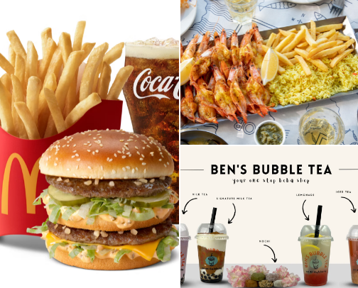 Favorite foods and drinks cover photo collage