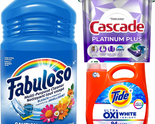 Laundry and cleaning products cover photo collage